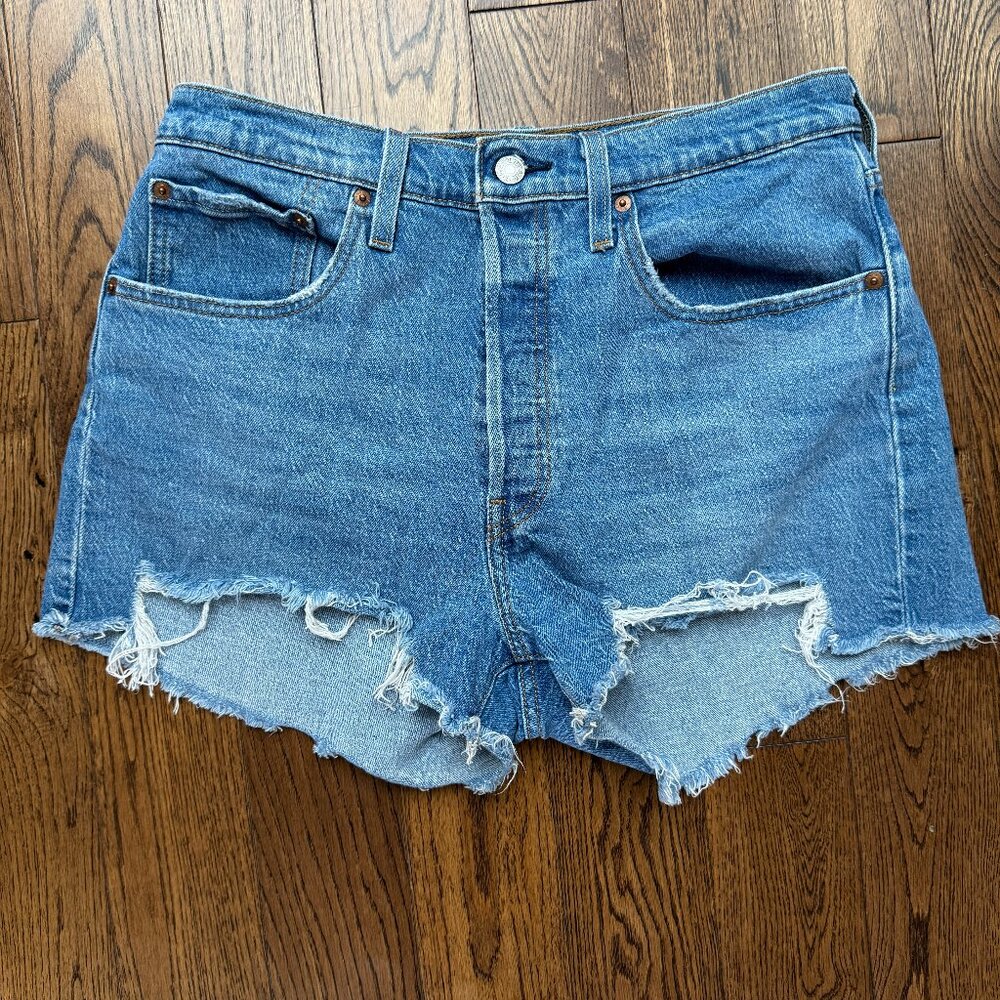 Levi's Premium 501 Original Fit High Rise Women's Shorts Distressed Cutoff 31